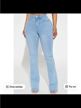 Fashion Nova Light Blue High-Rise Flare Jeans